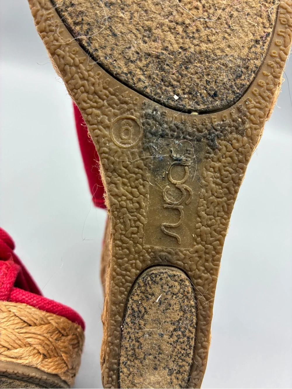 Y2K SUGAR red Canvas Peep-Toe Slingback Wedge Sandals